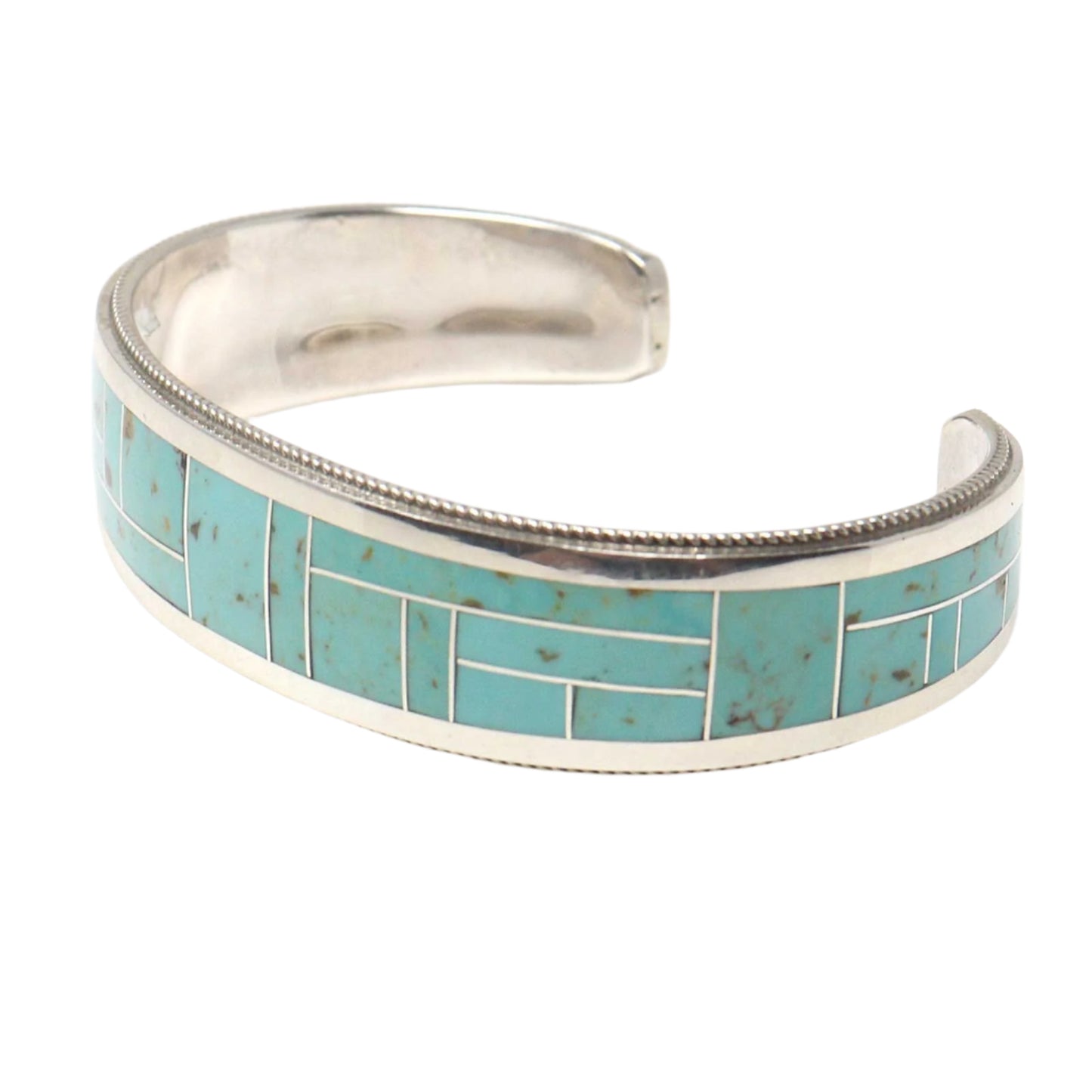 Zuni  Turquoise Channel Inlay Silver Bracelet by The Booquas
