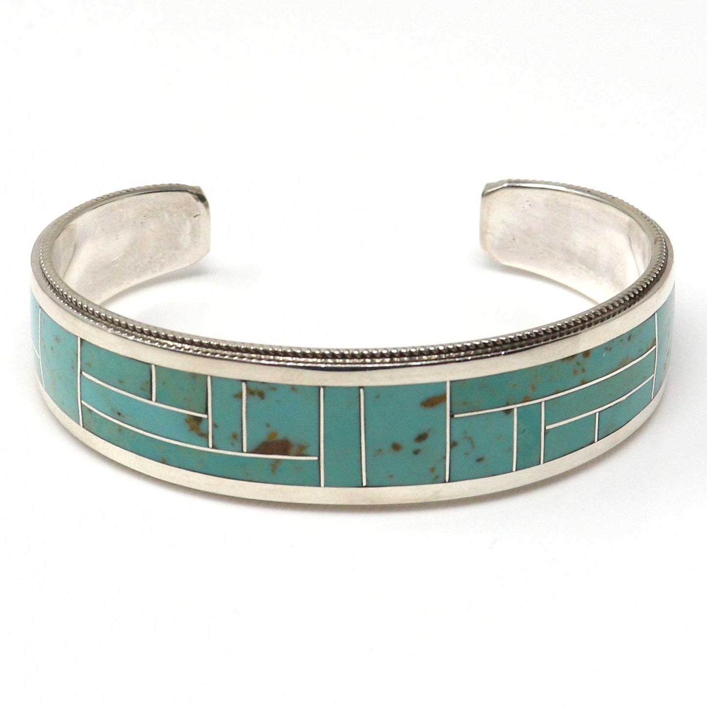 Zuni  Turquoise Channel Inlay Sterling Silver Bracelet by The Booquas