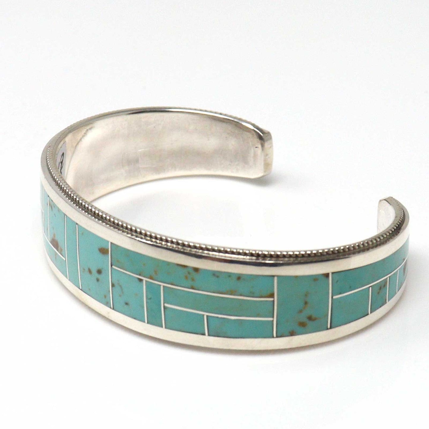 Zuni  Turquoise Channel Inlay Sterling Silver Bracelet by The Booquas
