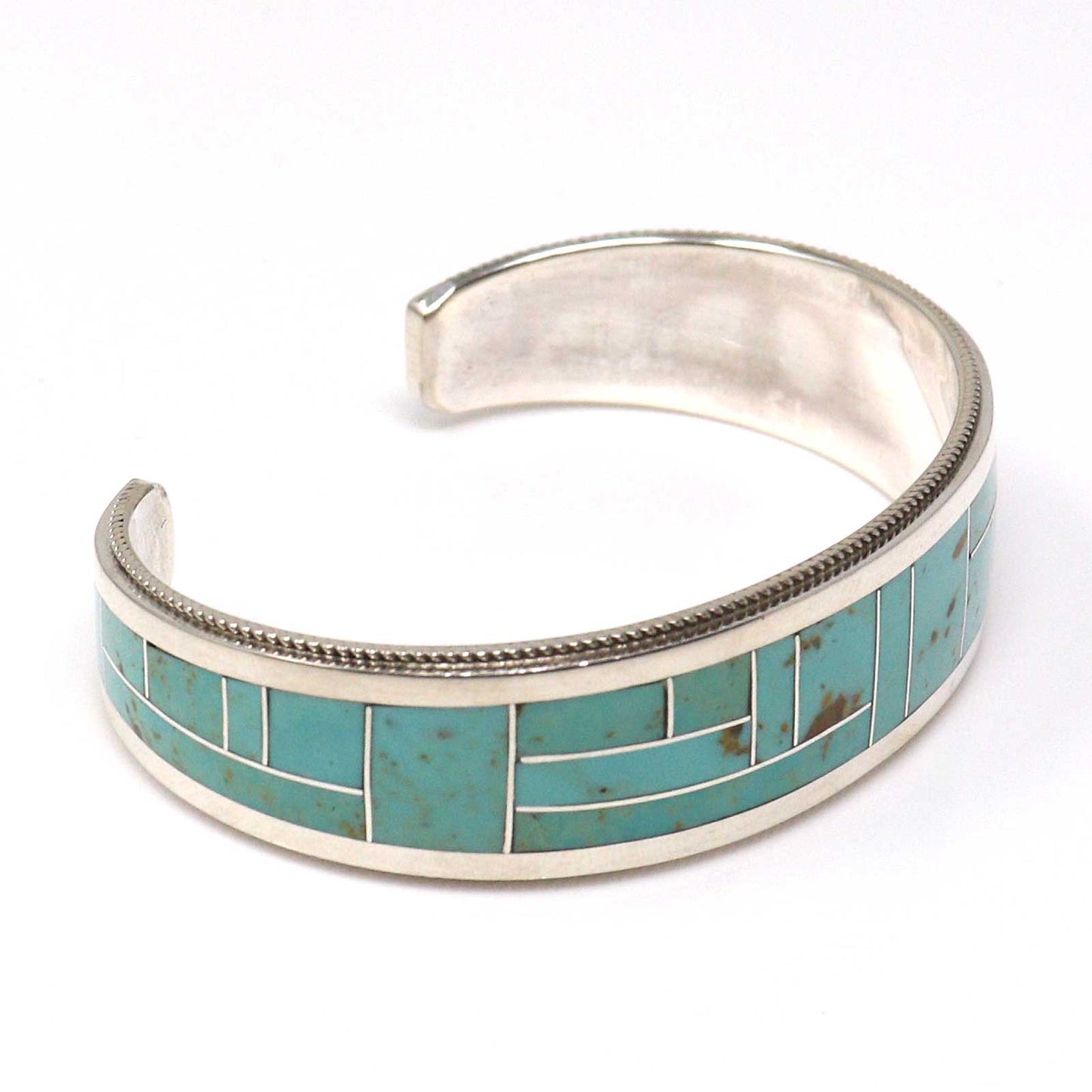 Zuni  Turquoise Channel Inlay Sterling Silver Bracelet by The Booquas