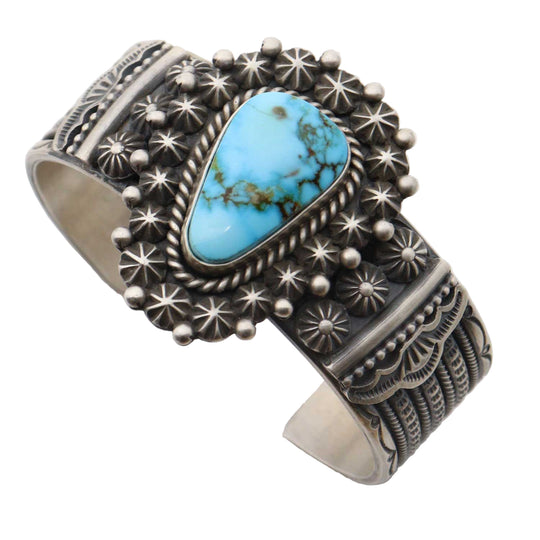 Sterling Silver Bracelet Featuring Pilot Mountain Turquoise By Calladitto