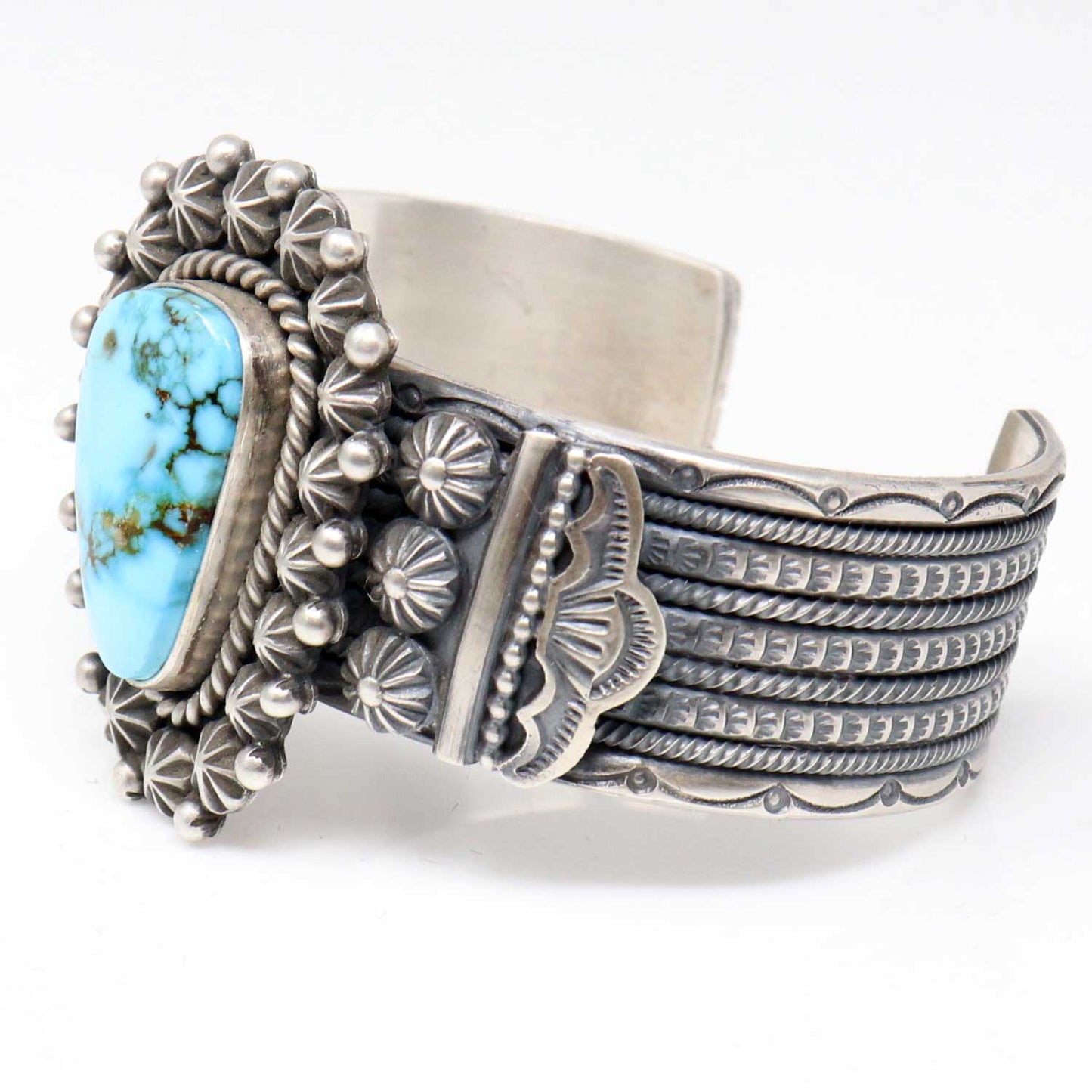 Sterling Silver Bracelet Featuring Pilot Mountain Turquoise By Calladitto