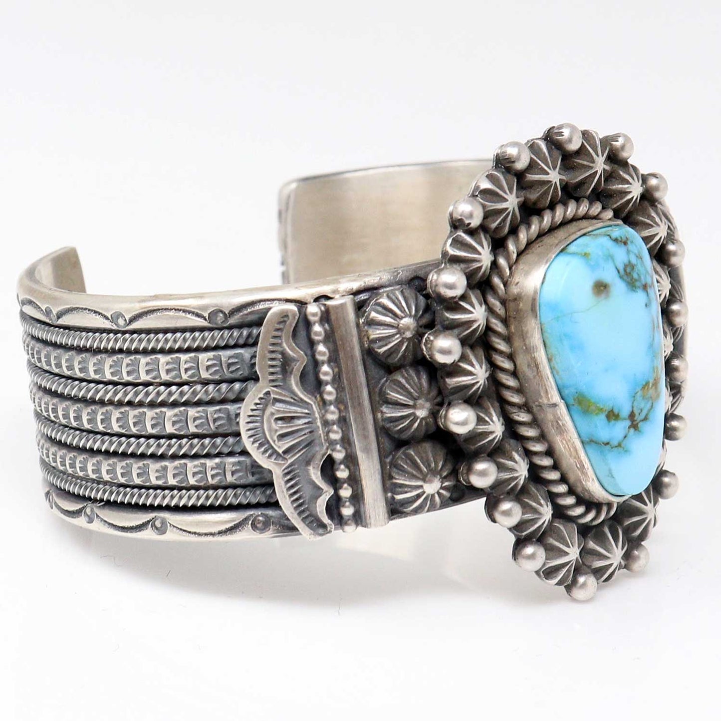 Sterling Silver Bracelet Featuring Pilot Mountain Turquoise By Calladitto