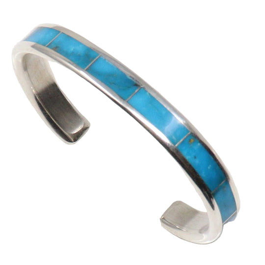 Larry Loretto Turquoise Inlay SIlver Bracelet
