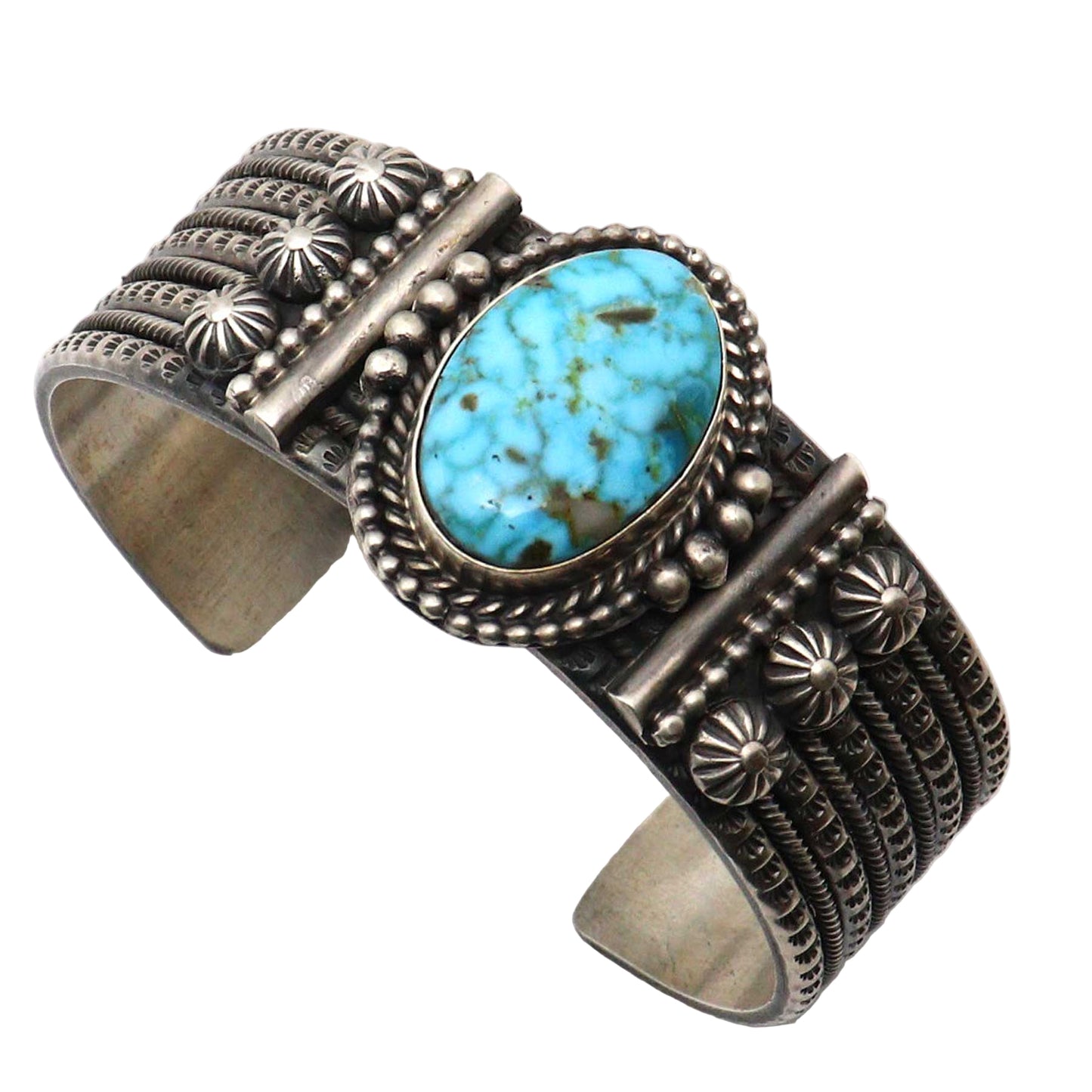 Silver Bracelet Featuring Pilot Mountain Turquoise By M & R Calladitto