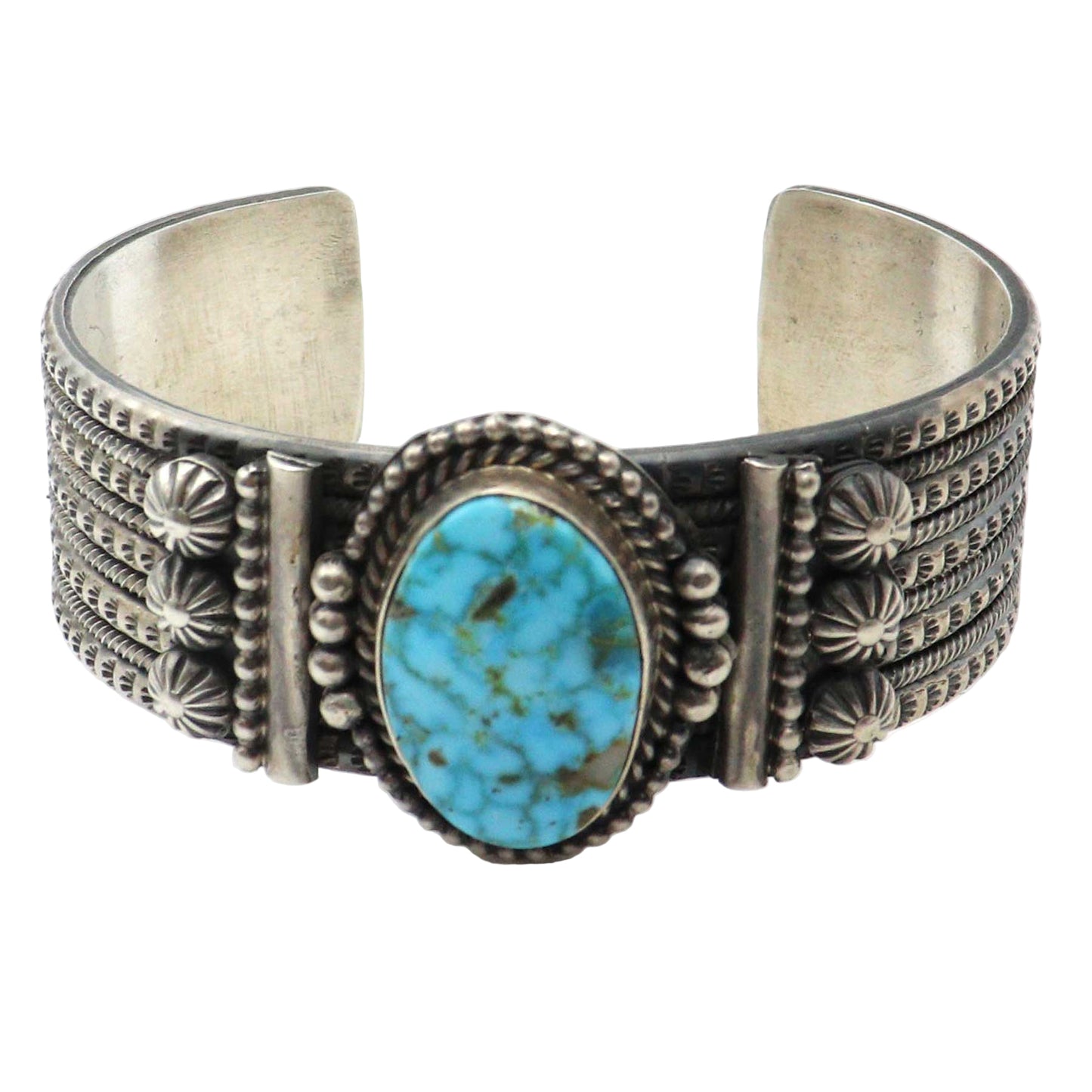 Silver Bracelet Featuring Pilot Mountain Turquoise By M & R Calladitto