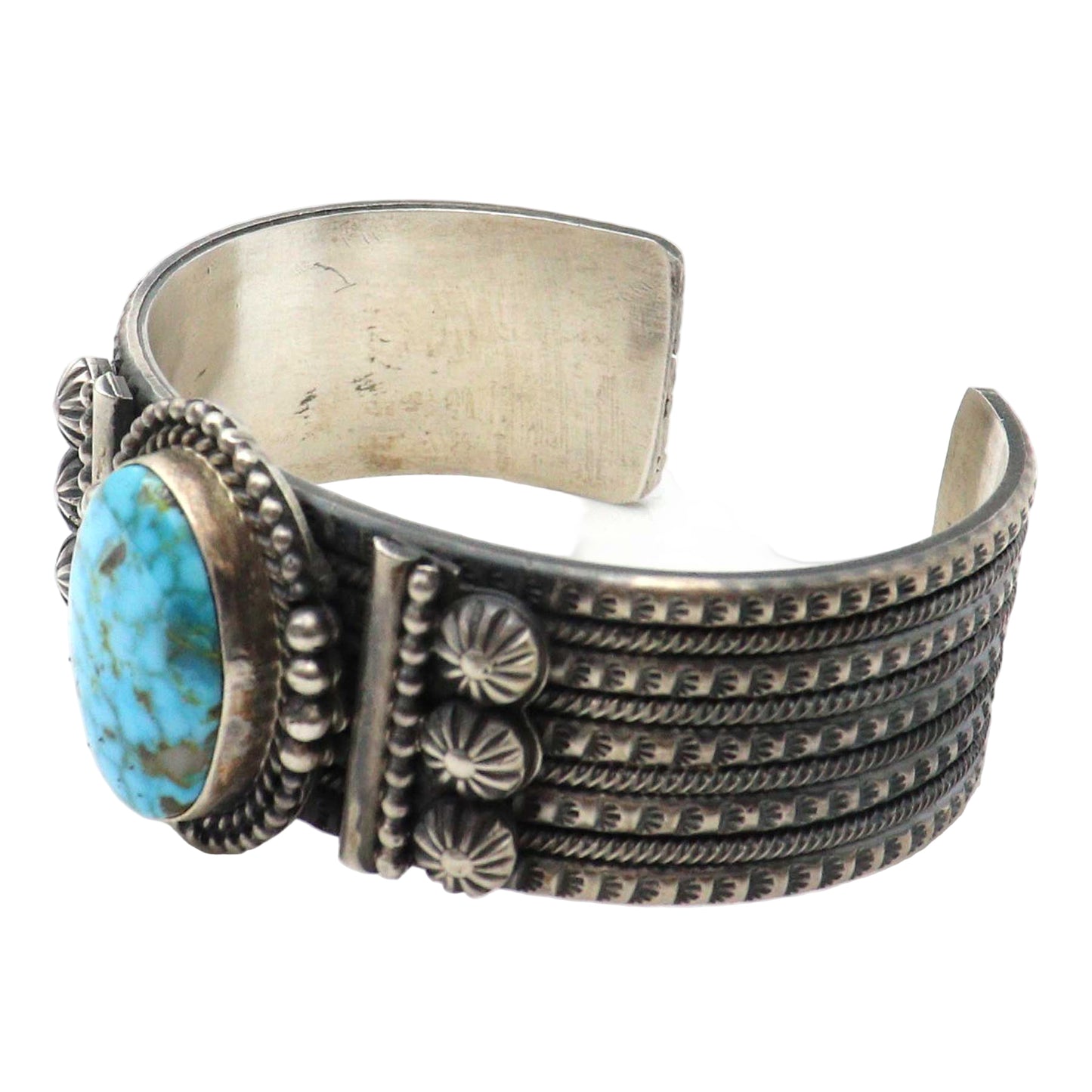 Silver Bracelet Featuring Pilot Mountain Turquoise By M & R Calladitto
