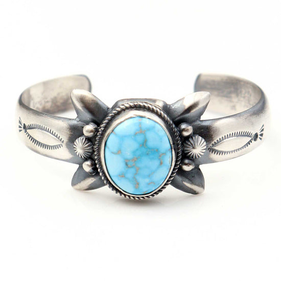 Natural Kingman Turquoise Bracelet by Harrison Bitsui