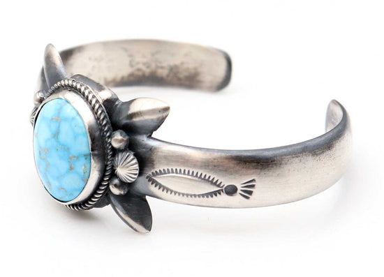 Natural Kingman Turquoise Bracelet by Harrison Bitsui