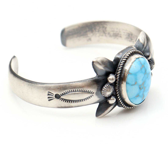 Natural Kingman Turquoise Bracelet by Harrison Bitsui