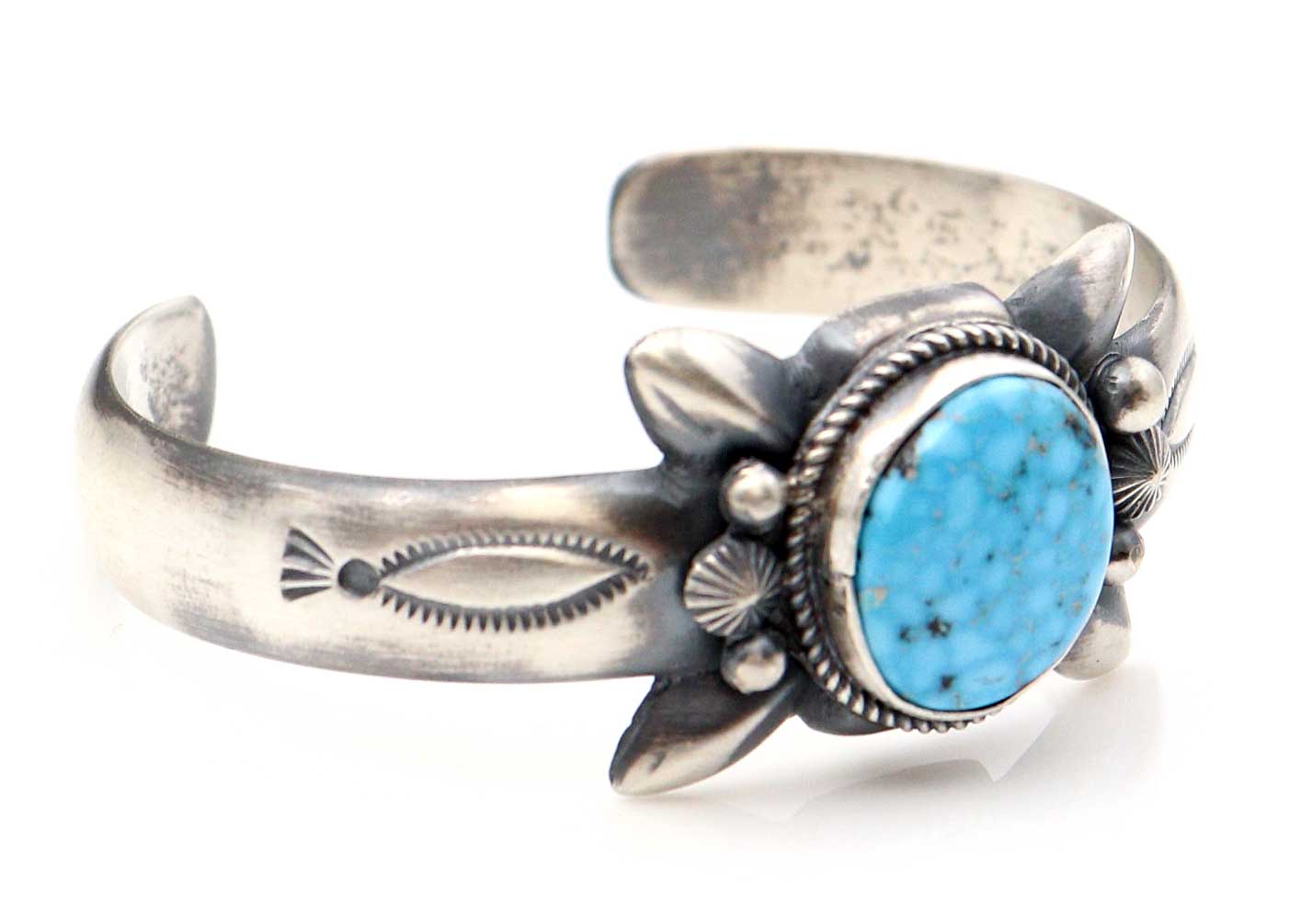 Load image into Gallery viewer, Natural Kingman Birds Eye Turquoise Bracelet by Harrison Bitsui
