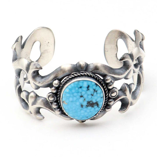 Natural Kingman Birds Eye Turquoise Bracelet by Harrison Bitsui