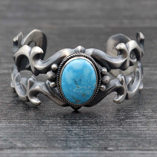 Load image into Gallery viewer, Natural Kingman Birds Eye Turquoise Bracelet by Bitsui

