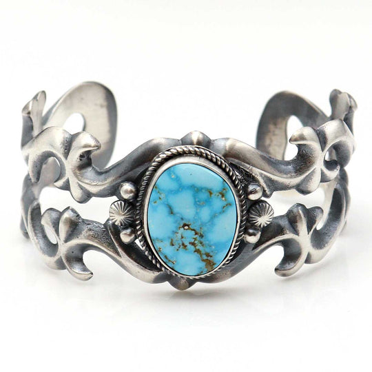 Natural Kingman Birds Eye Turquoise Bracelet by H. Bitsui