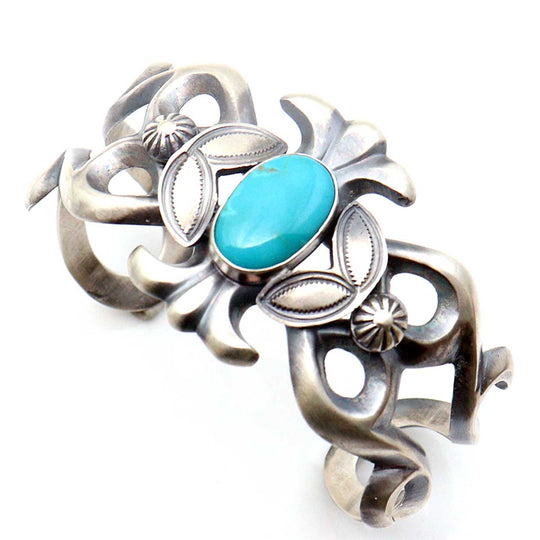 Cast Turquoise & Silver Bracelet by Henry Morgan