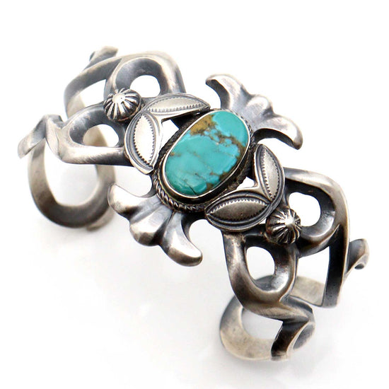 Cast Turquoise & Silver Bracelet by Henry Morgan