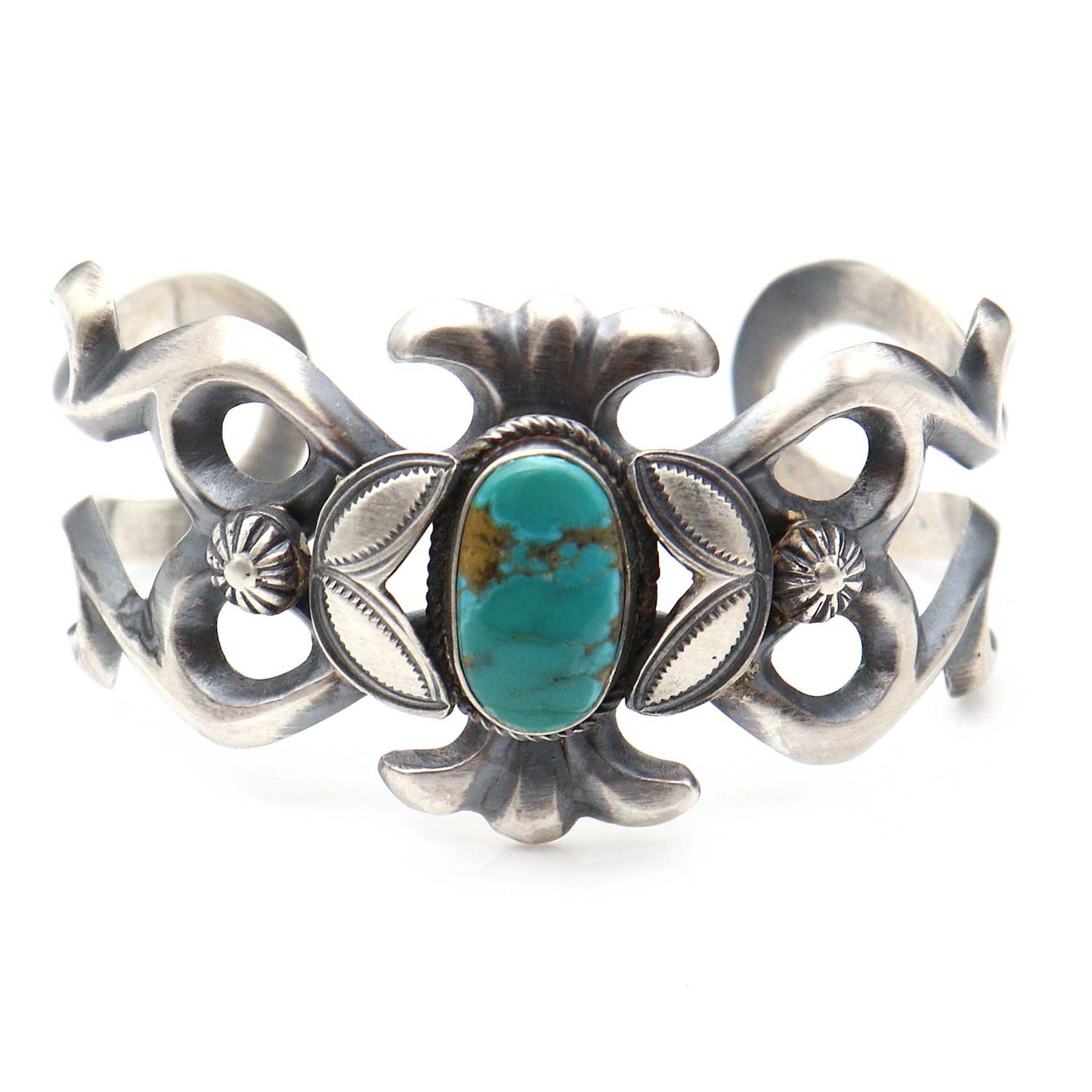Cast Turquoise & Silver Bracelet by Henry Morgan