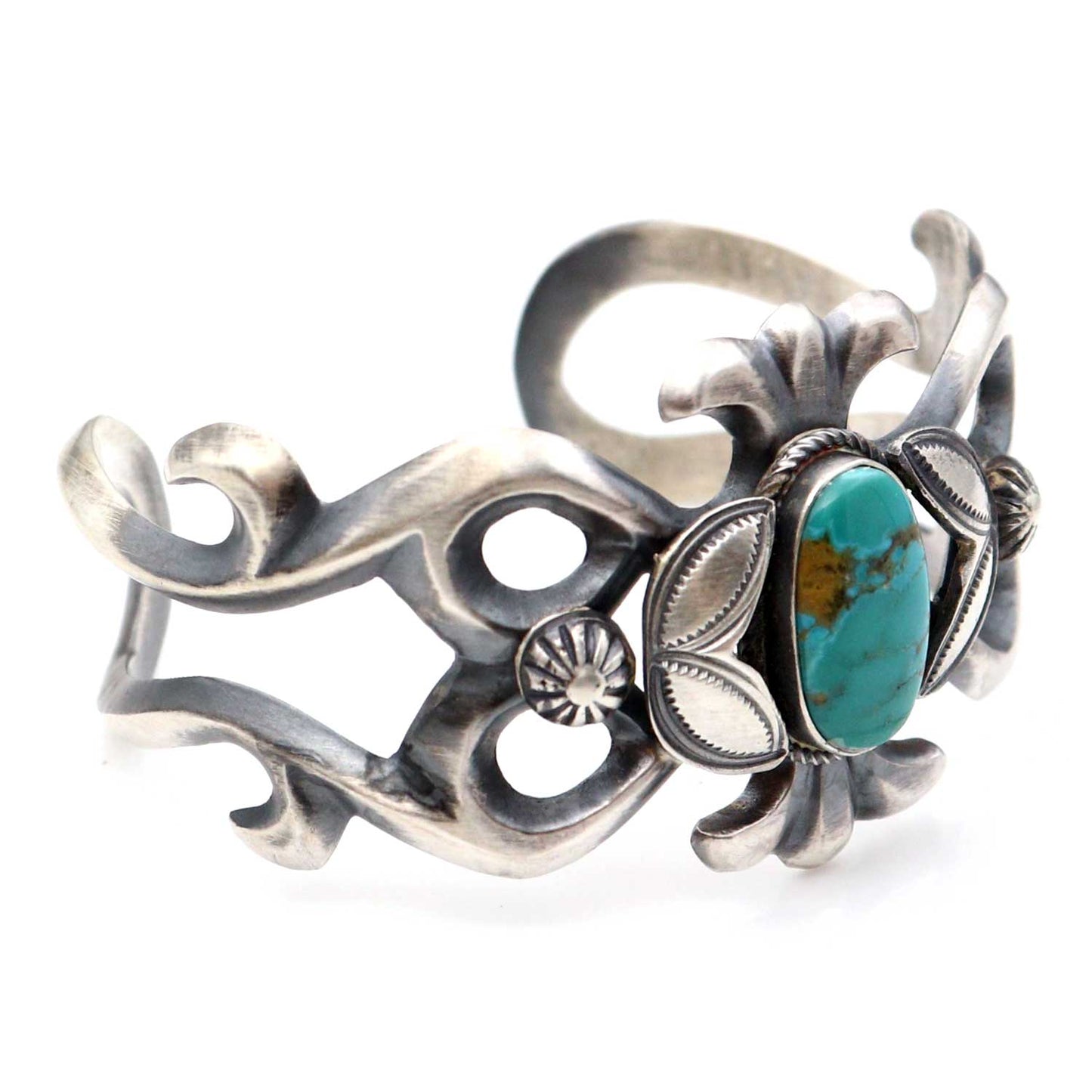Load image into Gallery viewer, Cast Turquoise &amp;amp; Silver Bracelet by Henry Morgan
