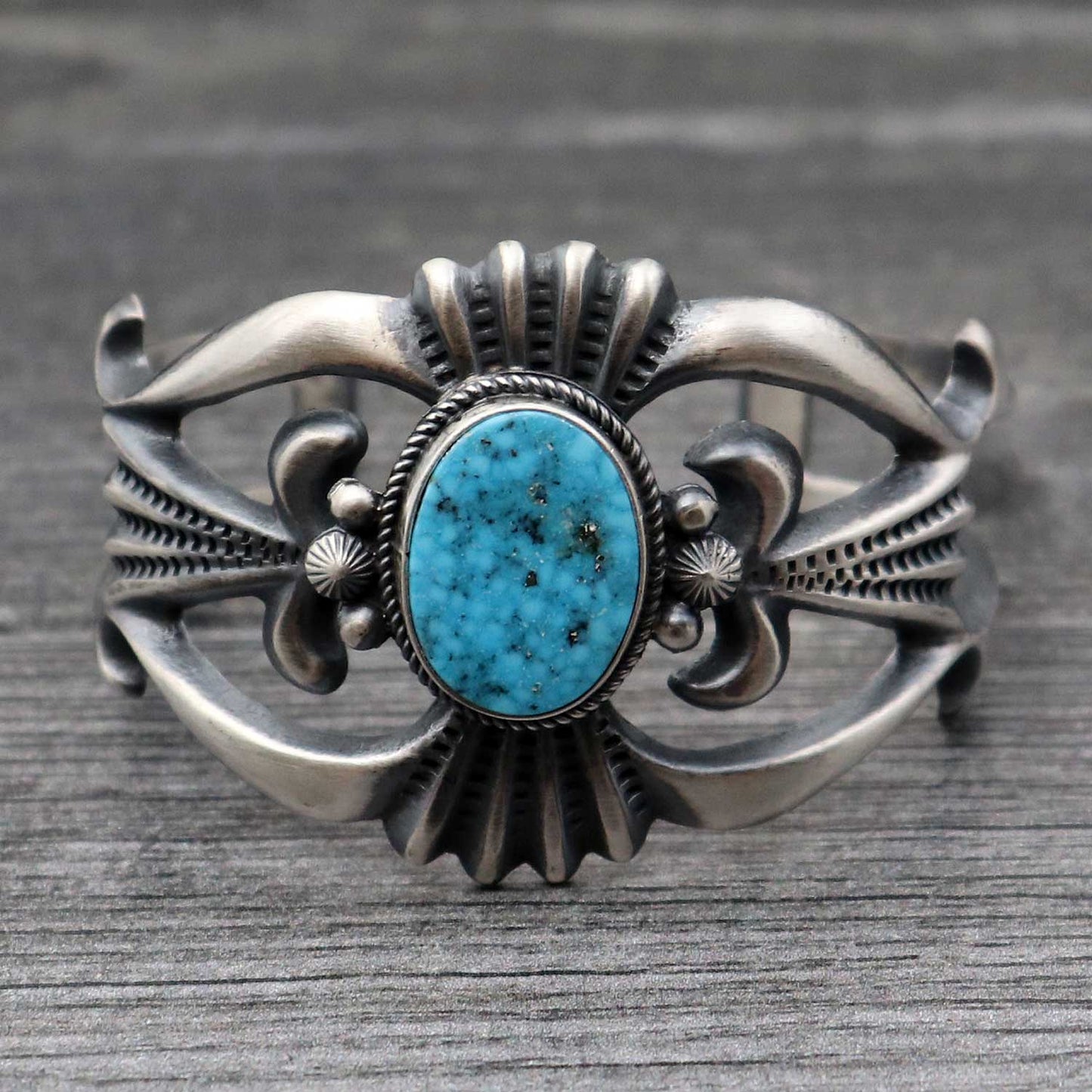 Natural Kingman Birds Eye Turquoise Bracelet by H. Bitsui