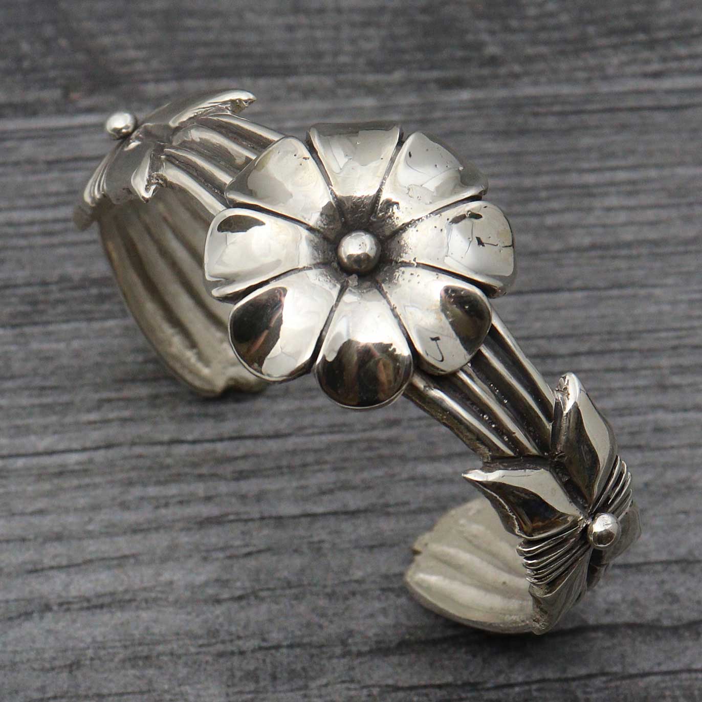 Cast Sterling Silver Flower Bracelet by Chee