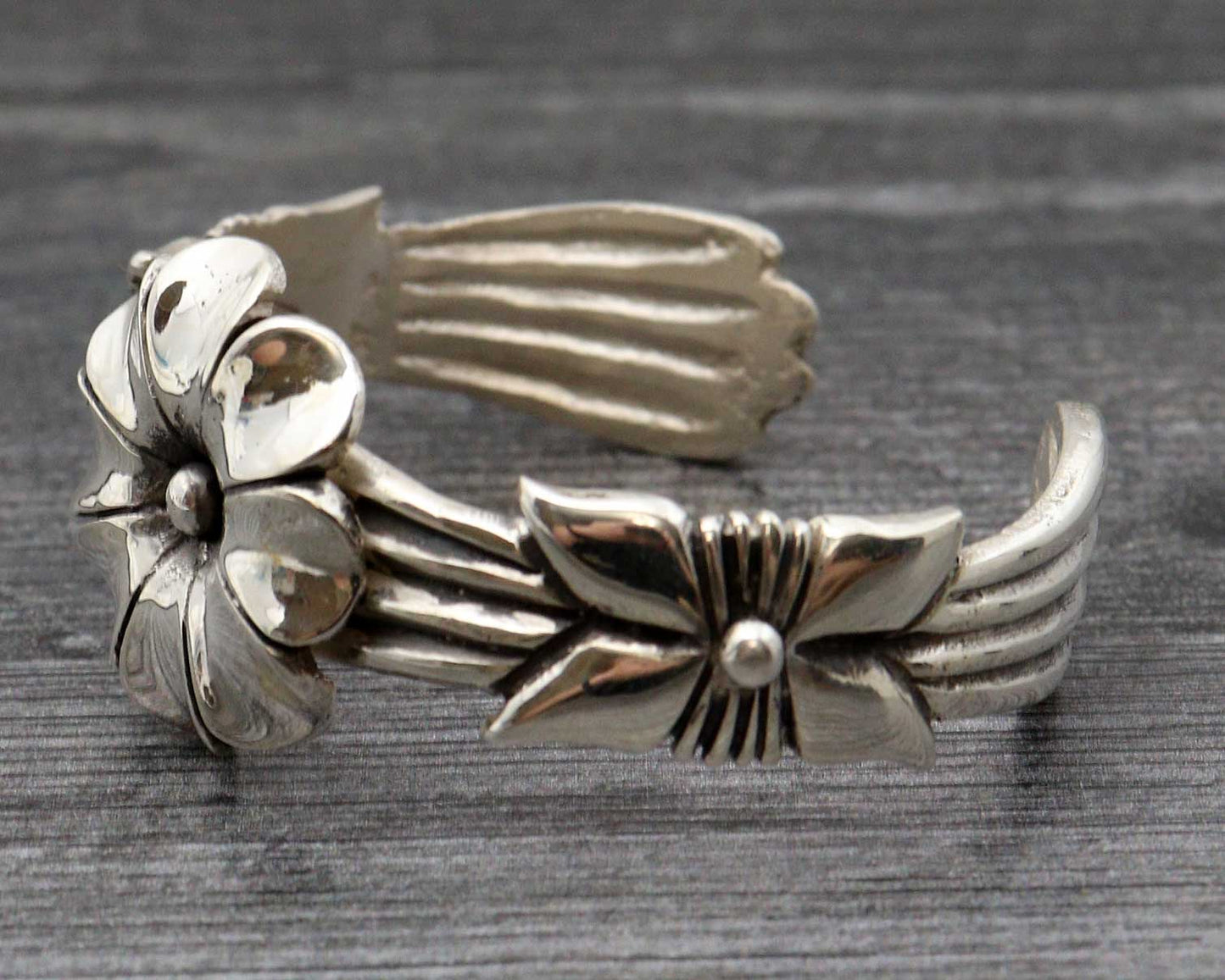 Cast Sterling Silver Flower Bracelet by Chee