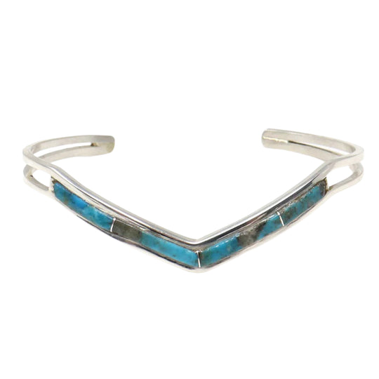 Turquoise Inlay Silver Bracelet by Jamie Johnson