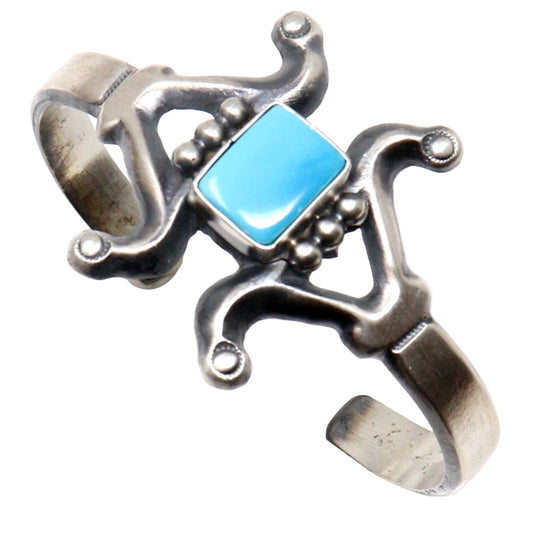 Turquoise Sand Cast Bracelet by Harrison Bitsui