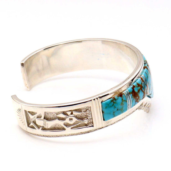 Load image into Gallery viewer, Number 8 Turquoise Inlaid Bracelet by Cecil Ashley
