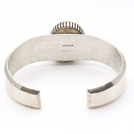 Load image into Gallery viewer, Hammered Ingot Silver Bracelet Featuring Royston Turquoise by Agoodie
