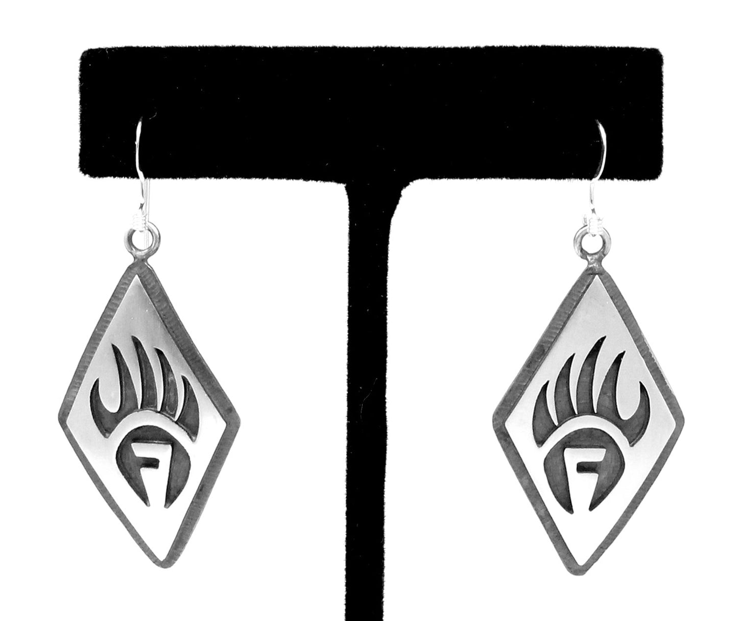 1.5" Hopi Overlay Bear Paw Earrings