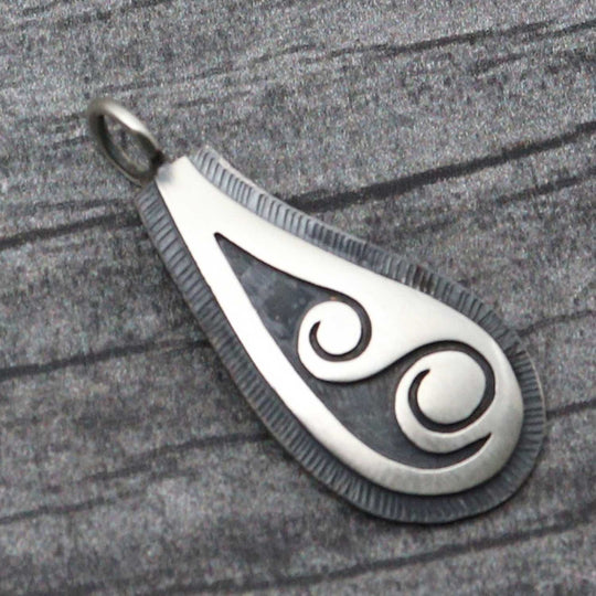 1"Hopi Sterling Silver Waves-Water Pendant