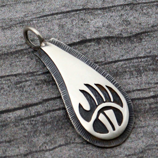 1" Hopi SS Overlay Bear Paw Pendant