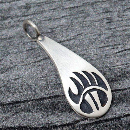 1" Hopi SS Overlay Bear Paw Pendant