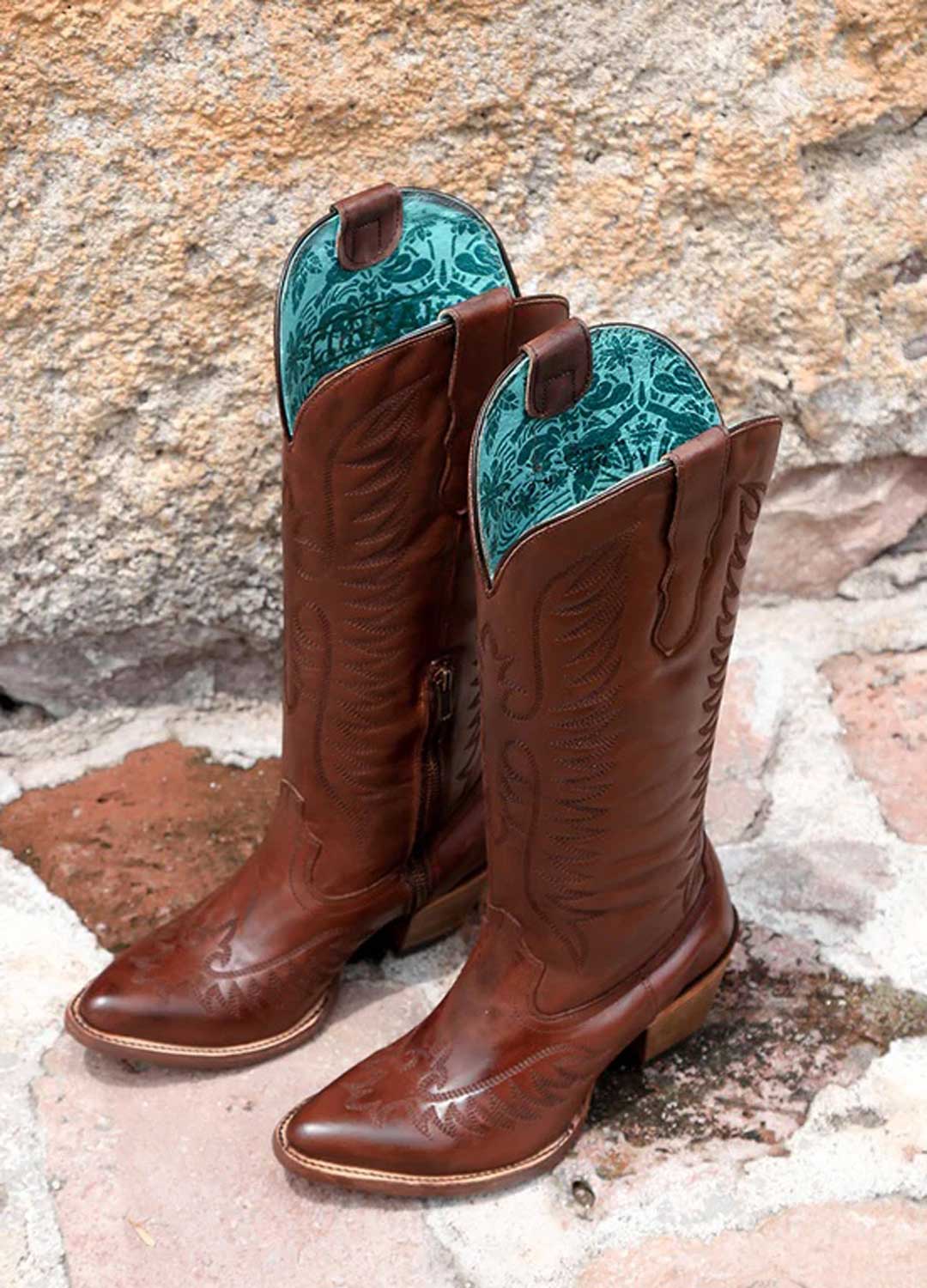 Corral Boots Ladies Embroidery Cognac Cowgirl Boot, J Toe