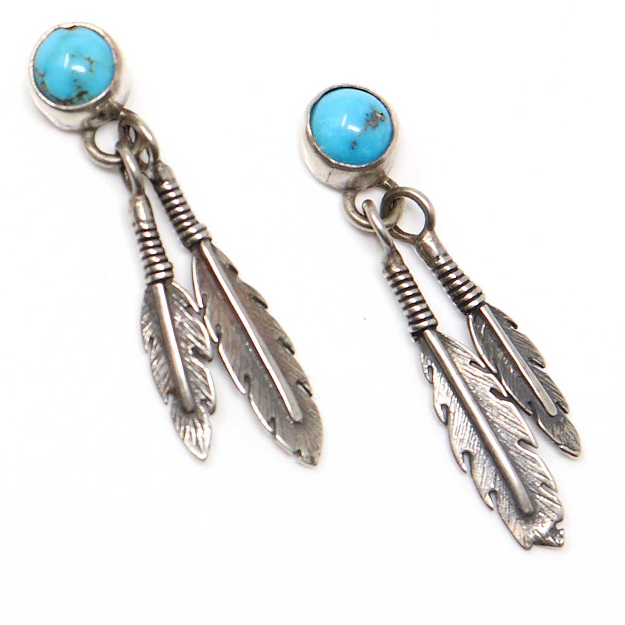 Load image into Gallery viewer, Turquoise Earrings With Feathers
