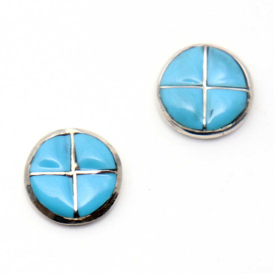 Turquoise Inlay Post Earrings by Faye Leekya