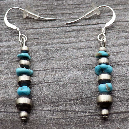Sterling Silver Pearl Earrings With Turquoise Accents