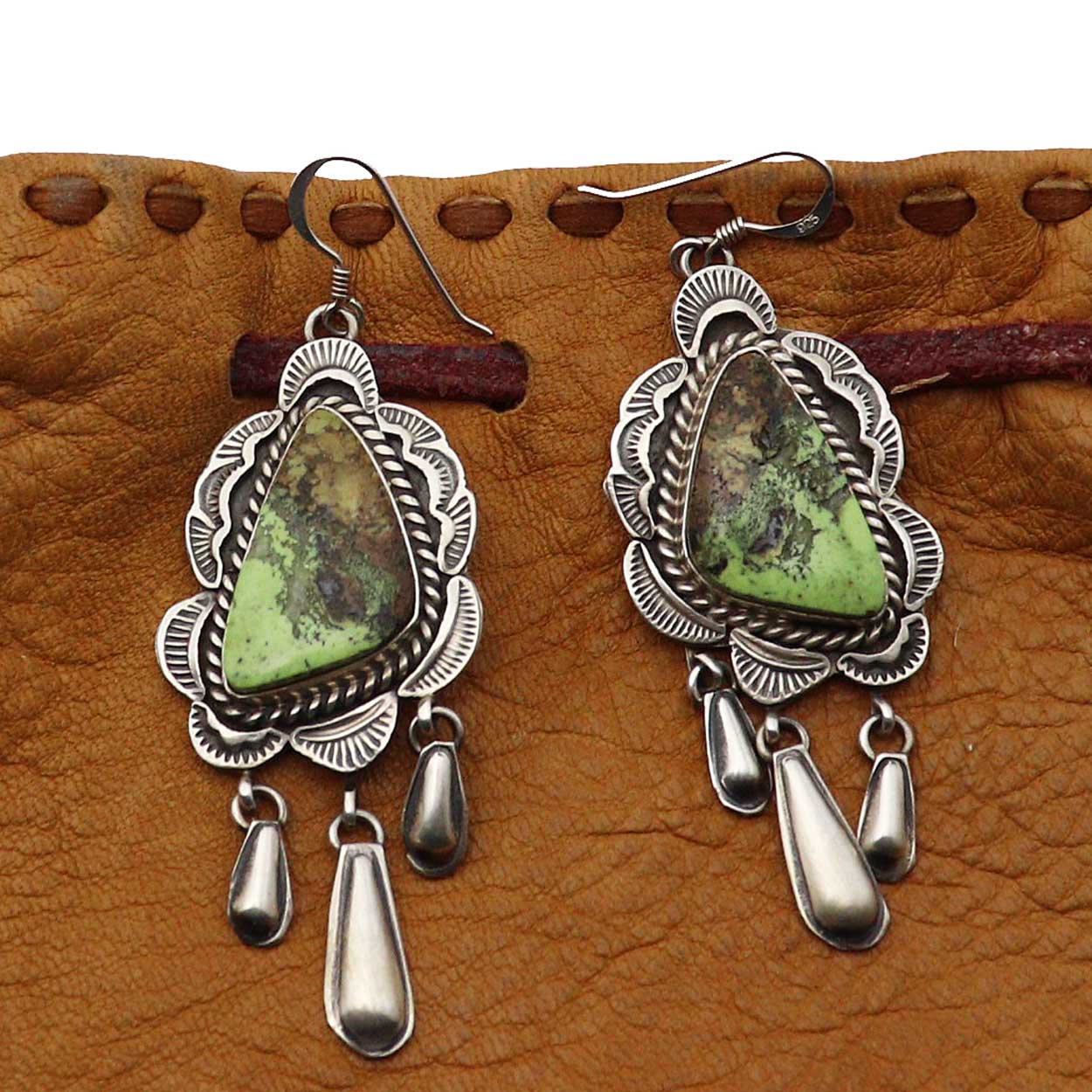 Gaspeite Earrings by Shiela Tso