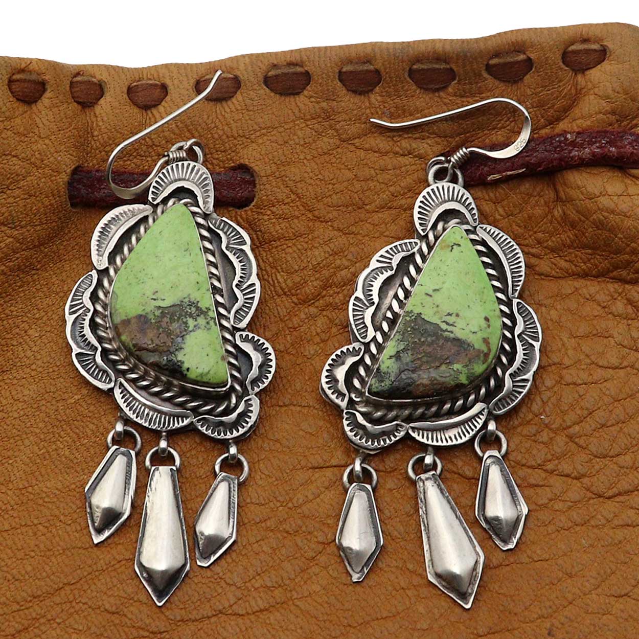 Gaspeite Earrings by Shiela Tso