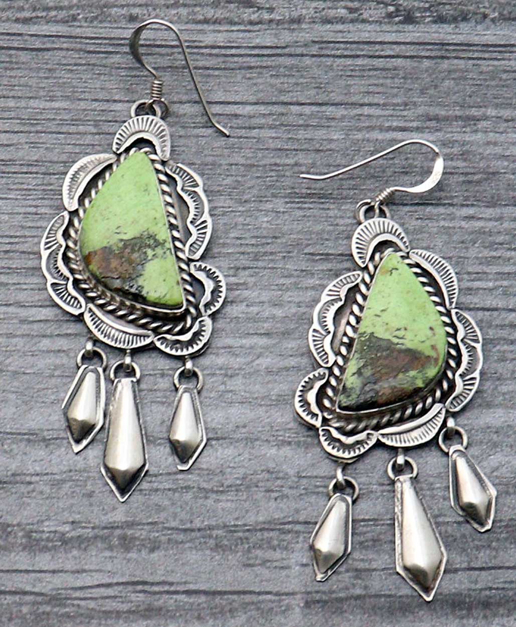 Gaspeite Earrings by Shiela Tso