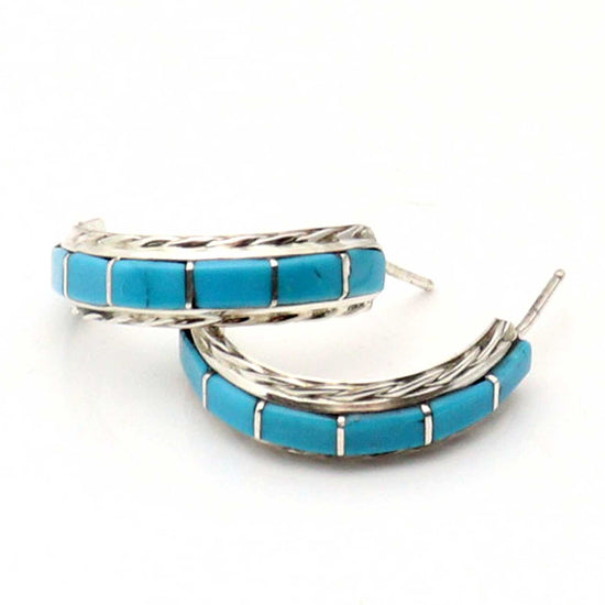 Zuni Turquoise Hoop Earrings by Mary Chavez