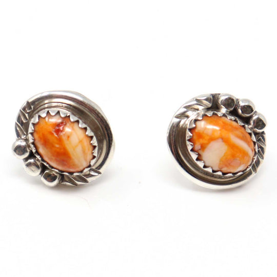 Orange Spiny Oyster Shell Stud Earrings