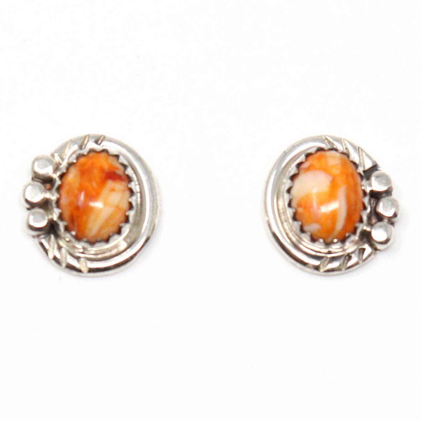 Orange Spiny Oyster Shell Stud Earrings