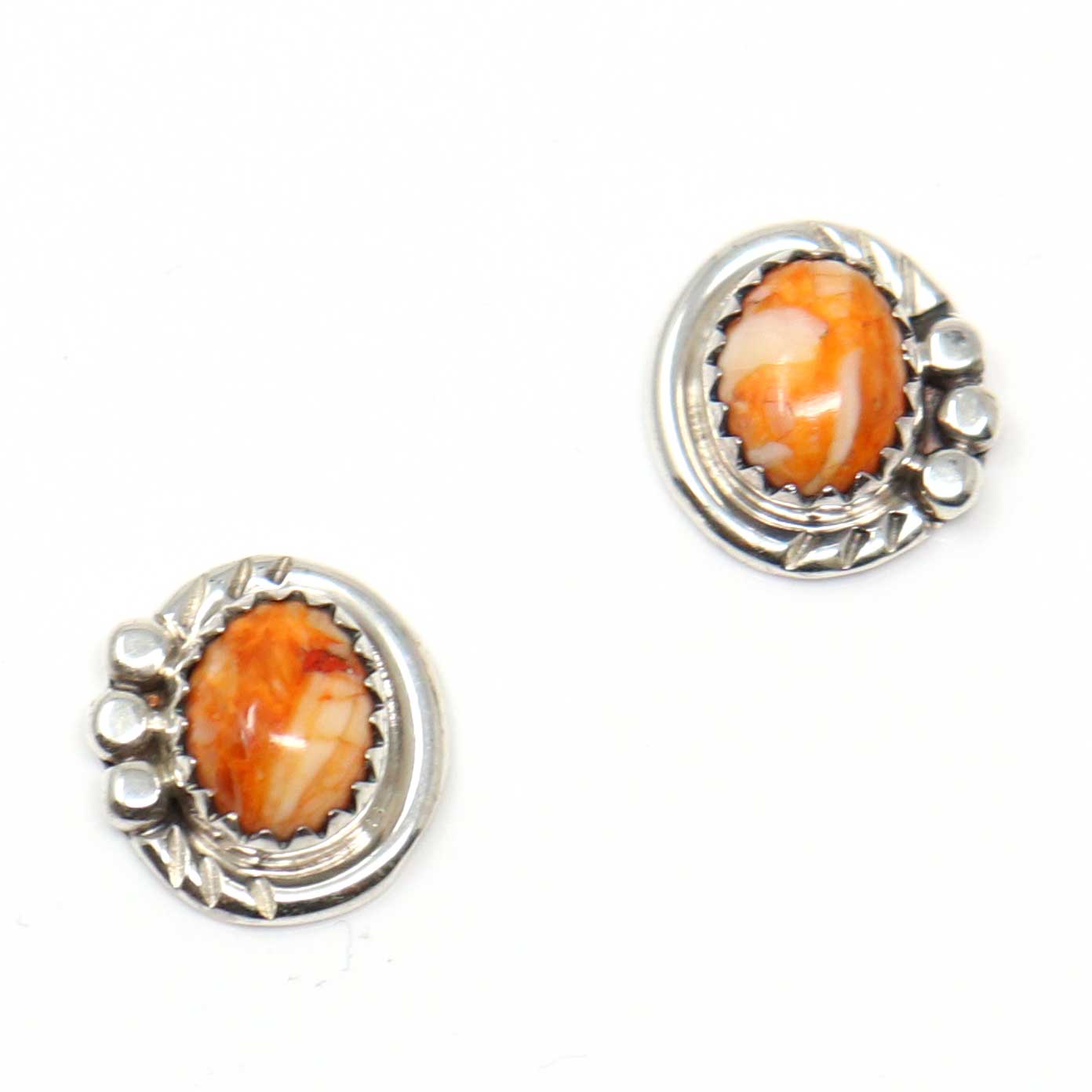 Orange Spiny Oyster Shell Stud Earrings
