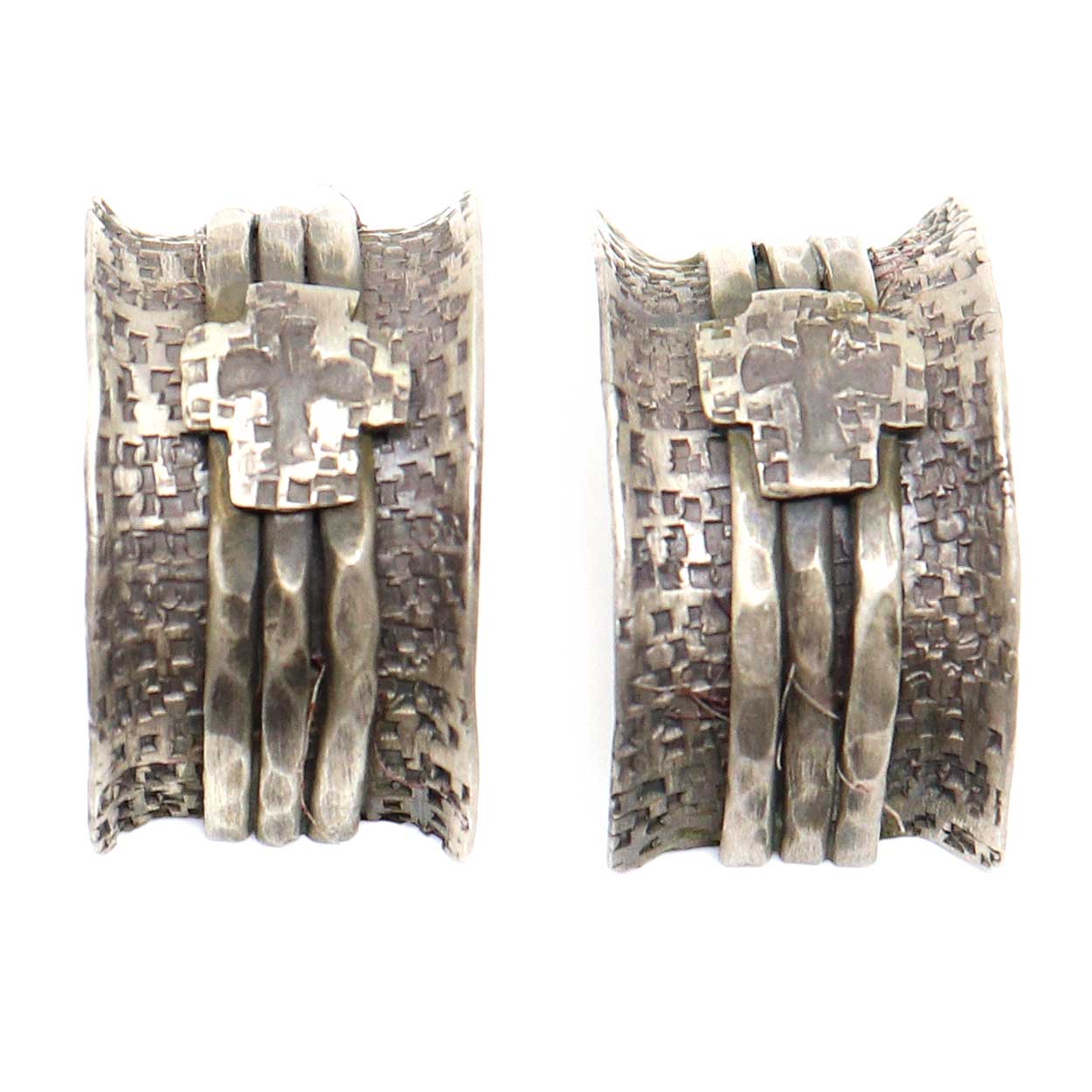 Antiqued Silver Cross Earrings by Andrew Ruiz