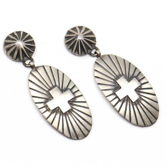 Load image into Gallery viewer, Silver Cross Earrings by Randall Endito
