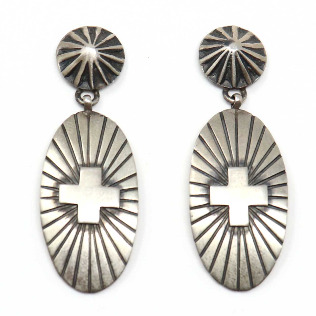 Load image into Gallery viewer, Silver Cross Earrings by Randall Endito
