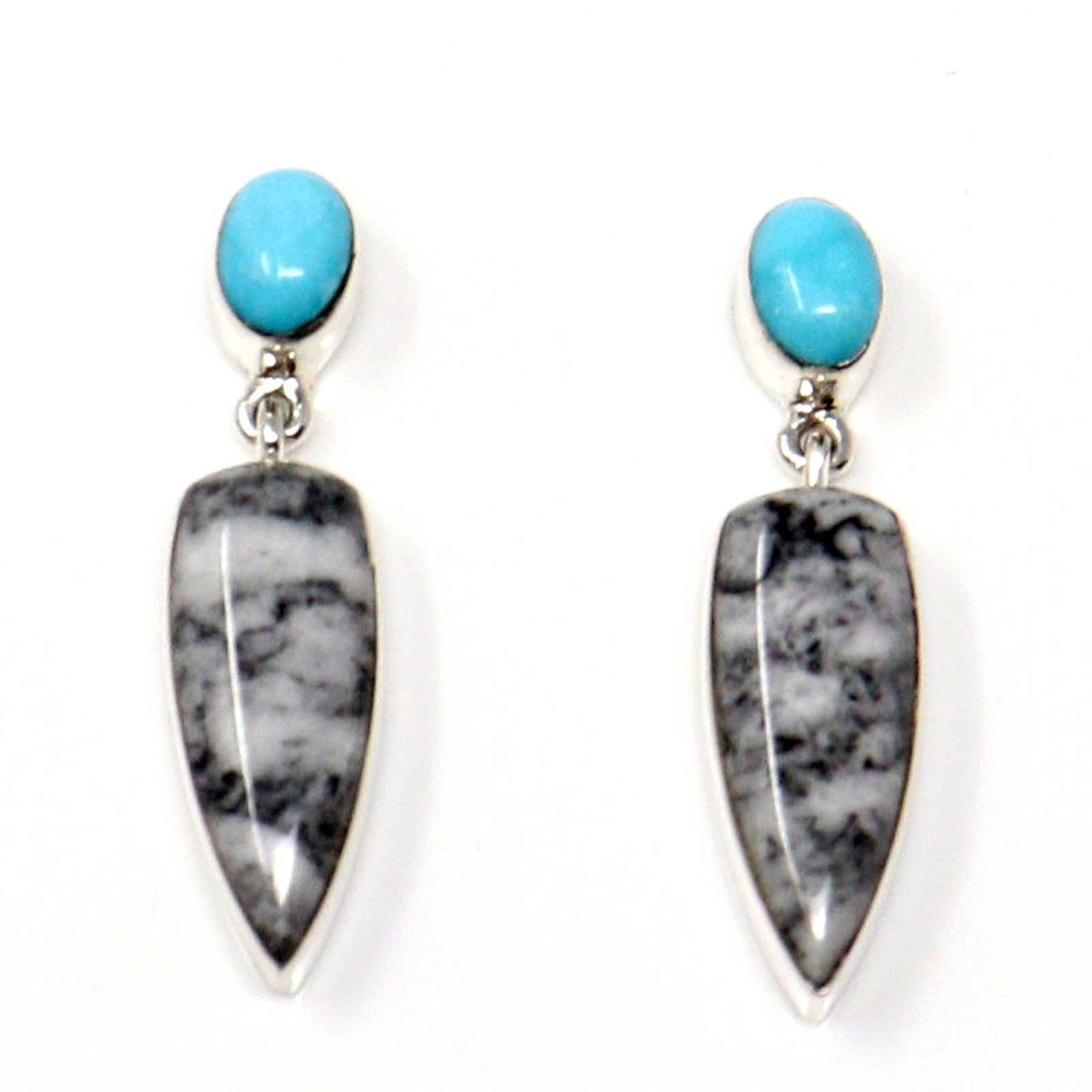 Silver Earrings With White Feather Jasper