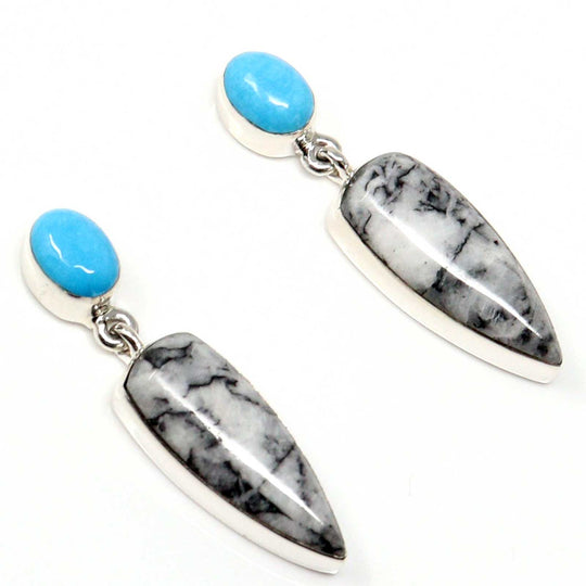 Silver Earrings With White Feather Jasper by Martinez