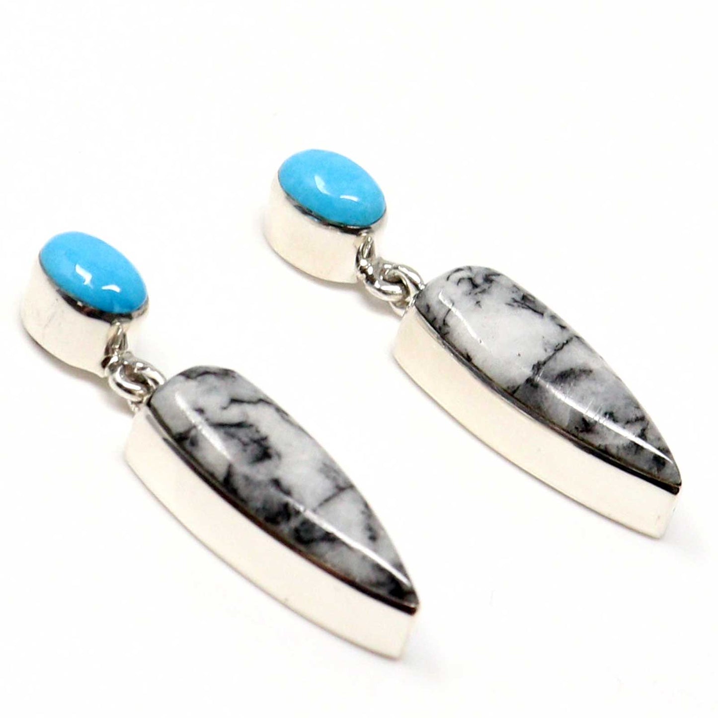 Silver Earrings With White Feather Jasper by Martinez